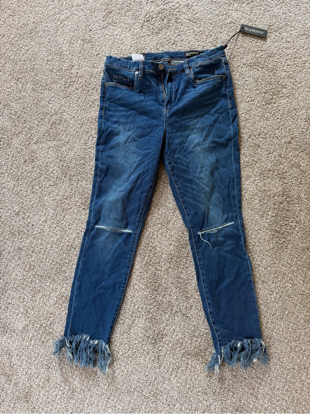 Blank NYC Bond Blue Frayed Hem Ankle Jeans